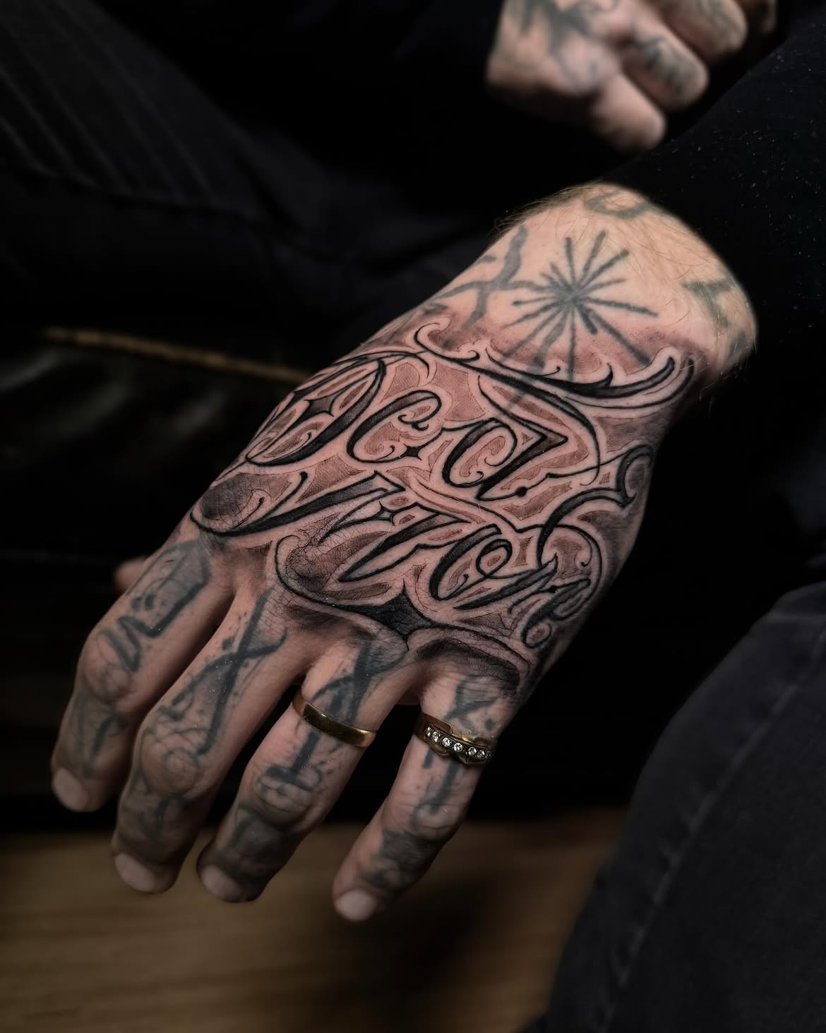 Freehand lettering tattoo by Groc at Sage, a Tel Aviv tattoo shop