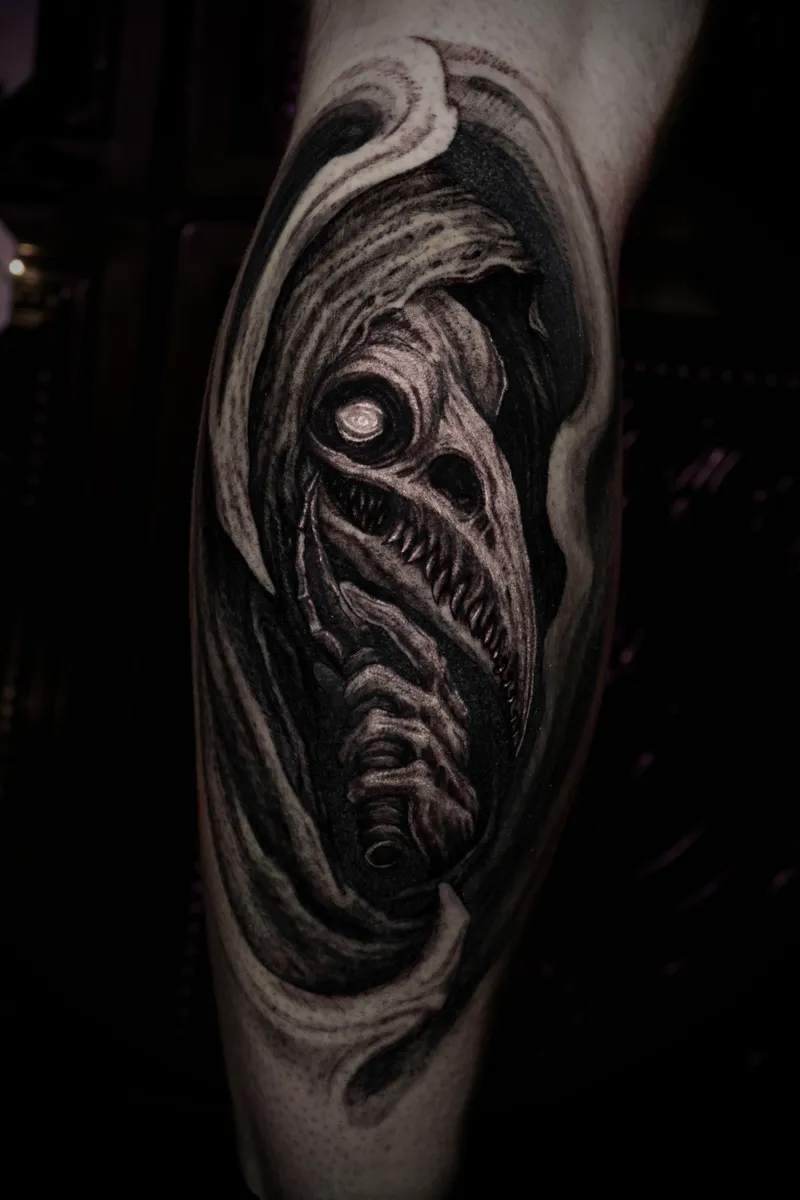 Engraved black line work tattoo by Lion — tattoo tel aviv