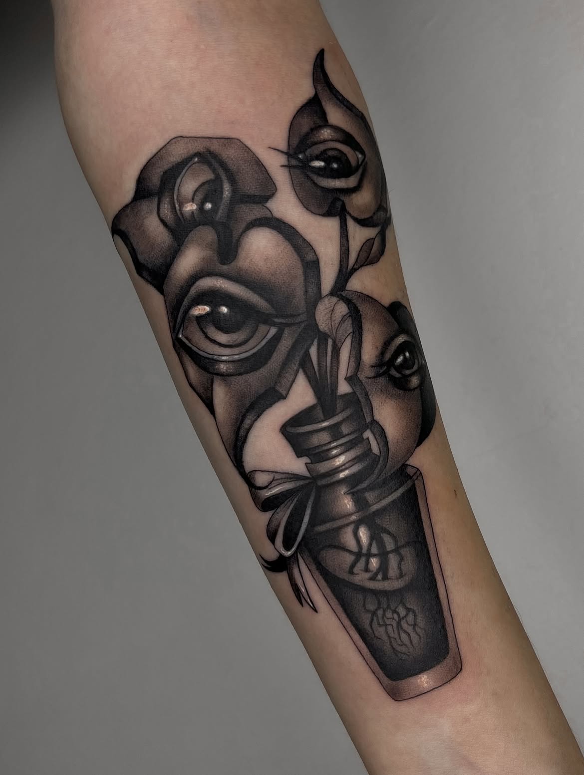 Detailed black and grey piece by Sunches at Sage Tattoo Studio Tel Aviv