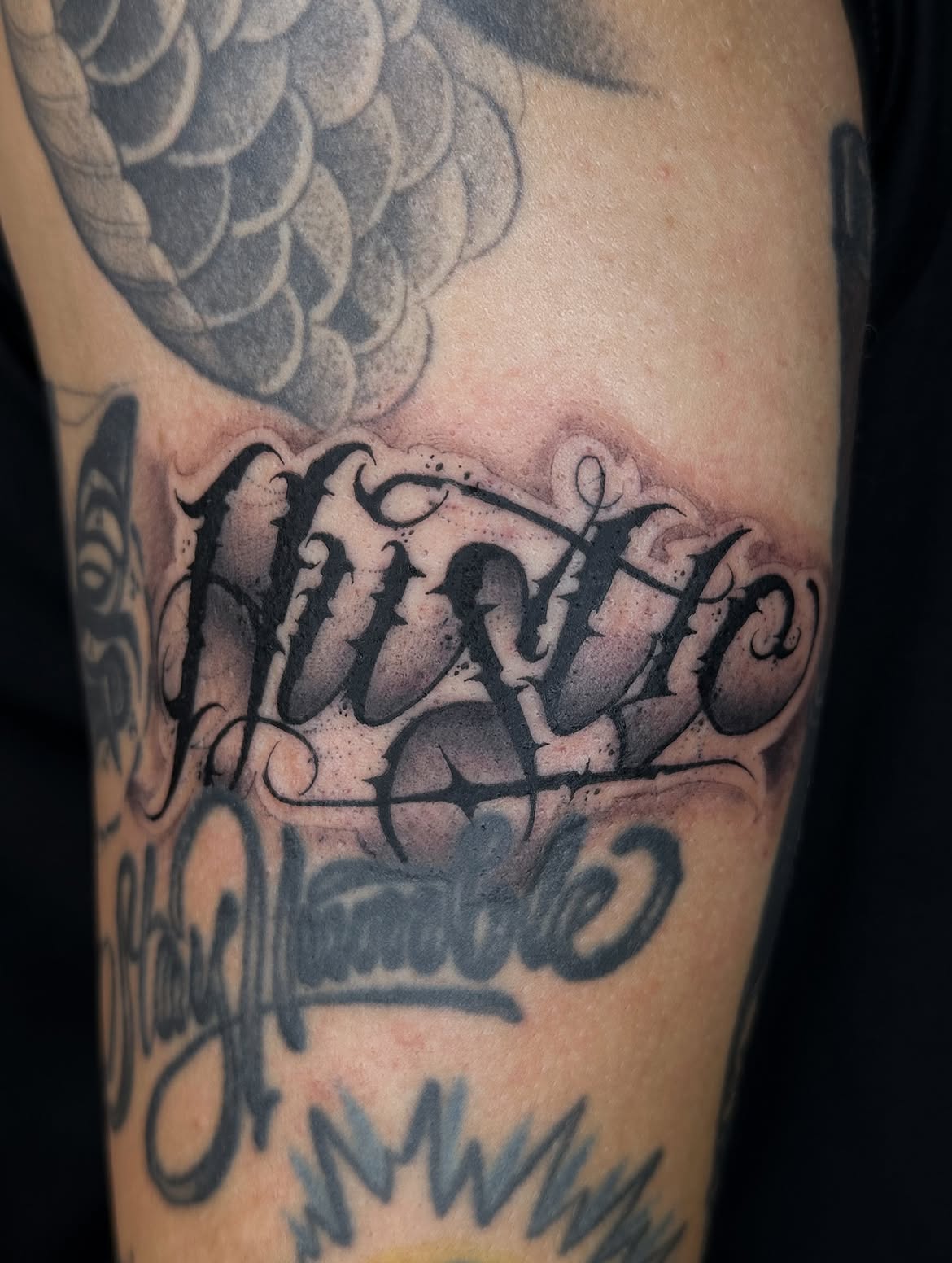 Ornamental tattoo work at Sage, a tattoo in Tel Aviv