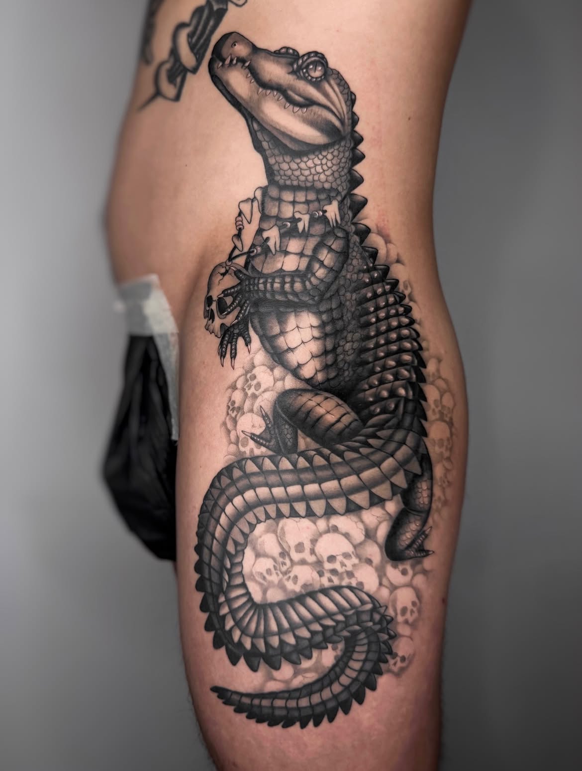 Ornamental collarbone tattoo at Sage Tel Aviv tattoo studio