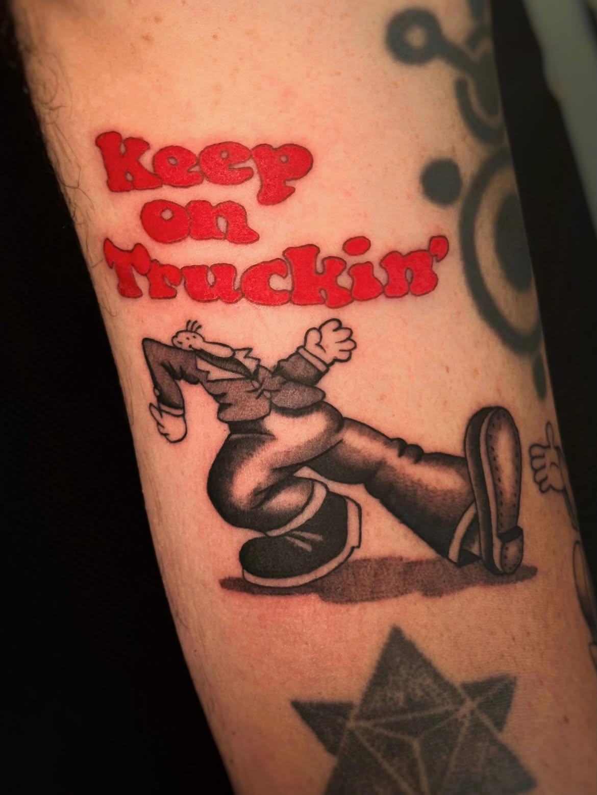 Detailed sleeve work at Sage tattoo shop in Tel Aviv-Yaffo